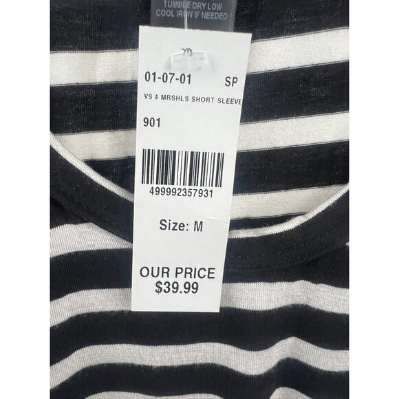 Love Ryan Women's New Striped Black White Short Sleeve T-Shirt M Nautical New St - Picture 5 of 7